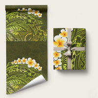 Lime Green Polynesia Wrapping Paper Plumeria Tropical Leaves With Galaxy Polynesian Art