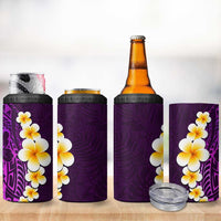 Purple Tropical Plumeria With Galaxy Polynesian Art 4 in 1 Can Cooler Tumbler