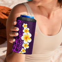 Purple Tropical Plumeria With Galaxy Polynesian Art 4 in 1 Can Cooler Tumbler