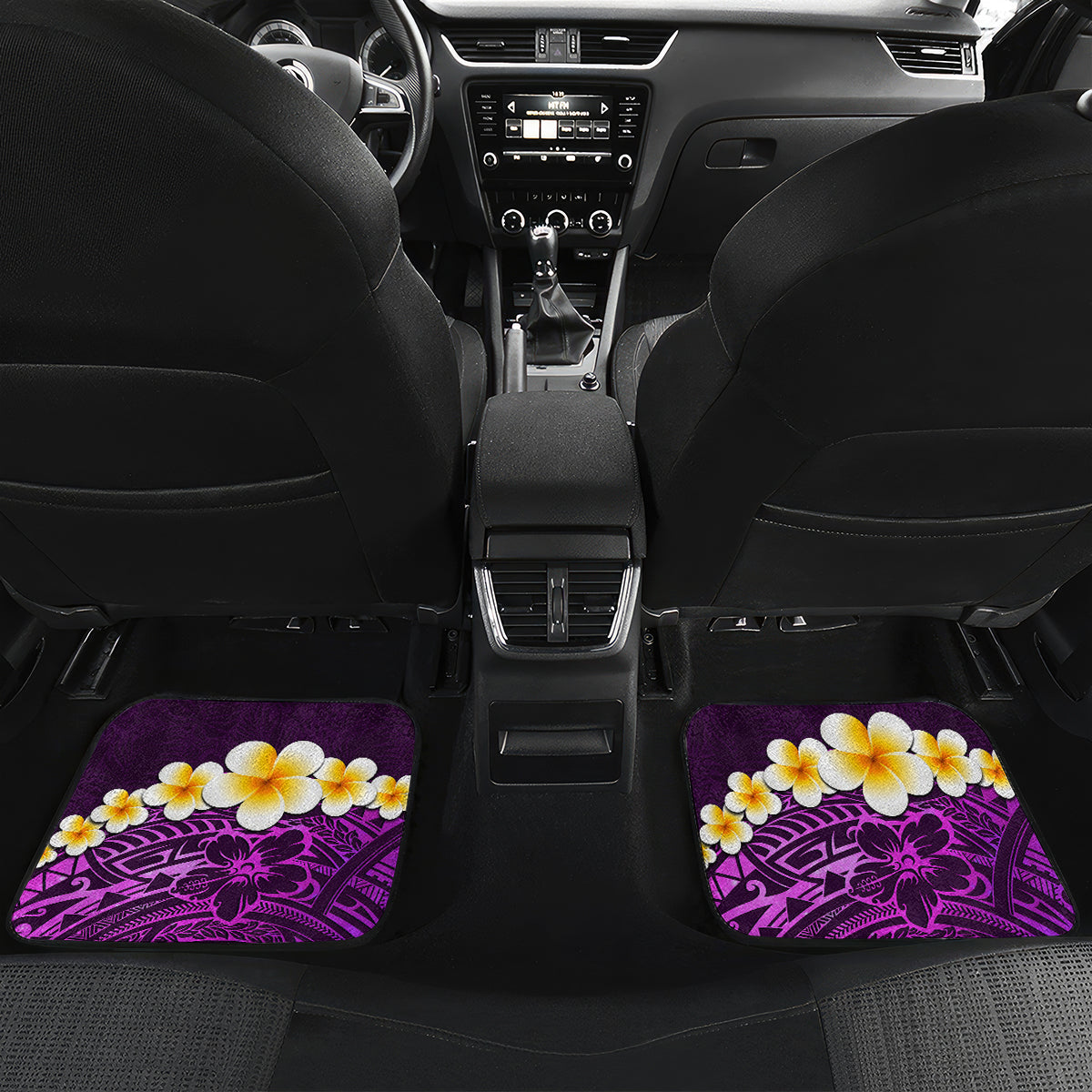 Purple Tropical Plumeria With Galaxy Polynesian Art Car Mats LT14 - Polynesian Pride