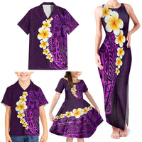 Purple Tropical Plumeria With Galaxy Polynesian Art Family Matching Tank Maxi Dress and Hawaiian Shirt LT14 - Polynesian Pride