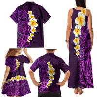 Purple Tropical Plumeria With Galaxy Polynesian Art Family Matching Tank Maxi Dress and Hawaiian Shirt LT14 - Polynesian Pride