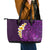 Purple Tropical Plumeria With Galaxy Polynesian Art Leather Tote Bag LT14 - Polynesian Pride