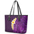 Purple Tropical Plumeria With Galaxy Polynesian Art Leather Tote Bag LT14 - Polynesian Pride