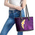 Purple Tropical Plumeria With Galaxy Polynesian Art Leather Tote Bag LT14 - Polynesian Pride