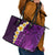 Purple Tropical Plumeria With Galaxy Polynesian Art Leather Tote Bag LT14 - Polynesian Pride