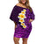 Purple Tropical Plumeria With Galaxy Polynesian Art Off Shoulder Short Dress LT14 Women Purple - Polynesian Pride