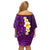 Purple Tropical Plumeria With Galaxy Polynesian Art Off Shoulder Short Dress LT14 - Polynesian Pride