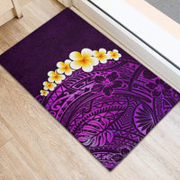 Purple Tropical Plumeria With Galaxy Polynesian Art Rubber Doormat LT14 - Polynesian Pride
