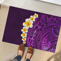 Purple Tropical Plumeria With Galaxy Polynesian Art Rubber Doormat LT14 - Polynesian Pride
