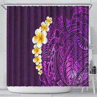 Purple Tropical Plumeria With Galaxy Polynesian Art Shower Curtain LT14 - Polynesian Pride
