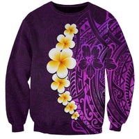 Purple Tropical Plumeria With Galaxy Polynesian Art Sweatshirt LT14 Unisex Purple - Polynesian Pride