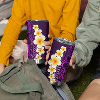 Purple Tropical Plumeria With Galaxy Polynesian Art Tumbler Cup