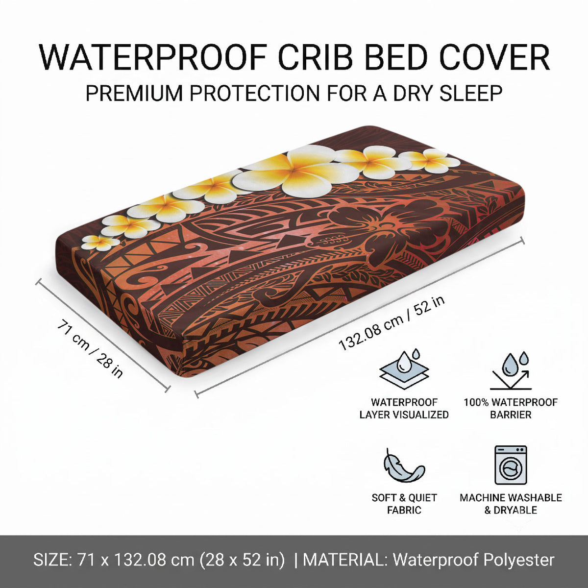 Red Tropical Plumeria With Galaxy Polynesian Art Baby Bed Cover LT14 - Polynesian Pride