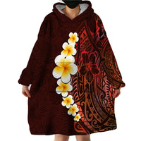 Red Tropical Plumeria With Galaxy Polynesian Art Wearable Blanket Hoodie LT14 - Polynesian Pride