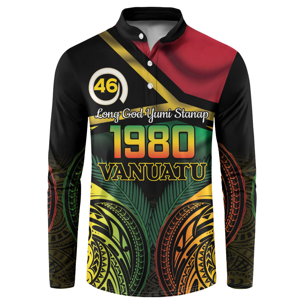 Vanuatu 1980 Button Sweatshirt Hapi 46 Yia Indipendens Anivesari LT14 Black - Polynesian Pride