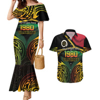 Vanuatu 1980 Couples Matching Mermaid Dress and Hawaiian Shirt Hapi 45 Yia Indipendens Anivesari
