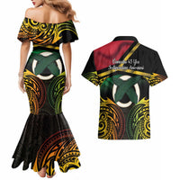 Vanuatu 1980 Couples Matching Mermaid Dress and Hawaiian Shirt Hapi 45 Yia Indipendens Anivesari