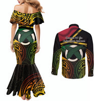 Vanuatu 1980 Couples Matching Mermaid Dress and Long Sleeve Button Shirt Hapi 46 Yia Indipendens Anivesari LT14 - Polynesian Pride