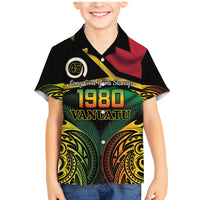 Vanuatu 1980 Family Matching Mermaid Dress and Hawaiian Shirt Hapi 45 Yia Indipendens Anivesari LT14 Son's Shirt Black - Polynesian Pride
