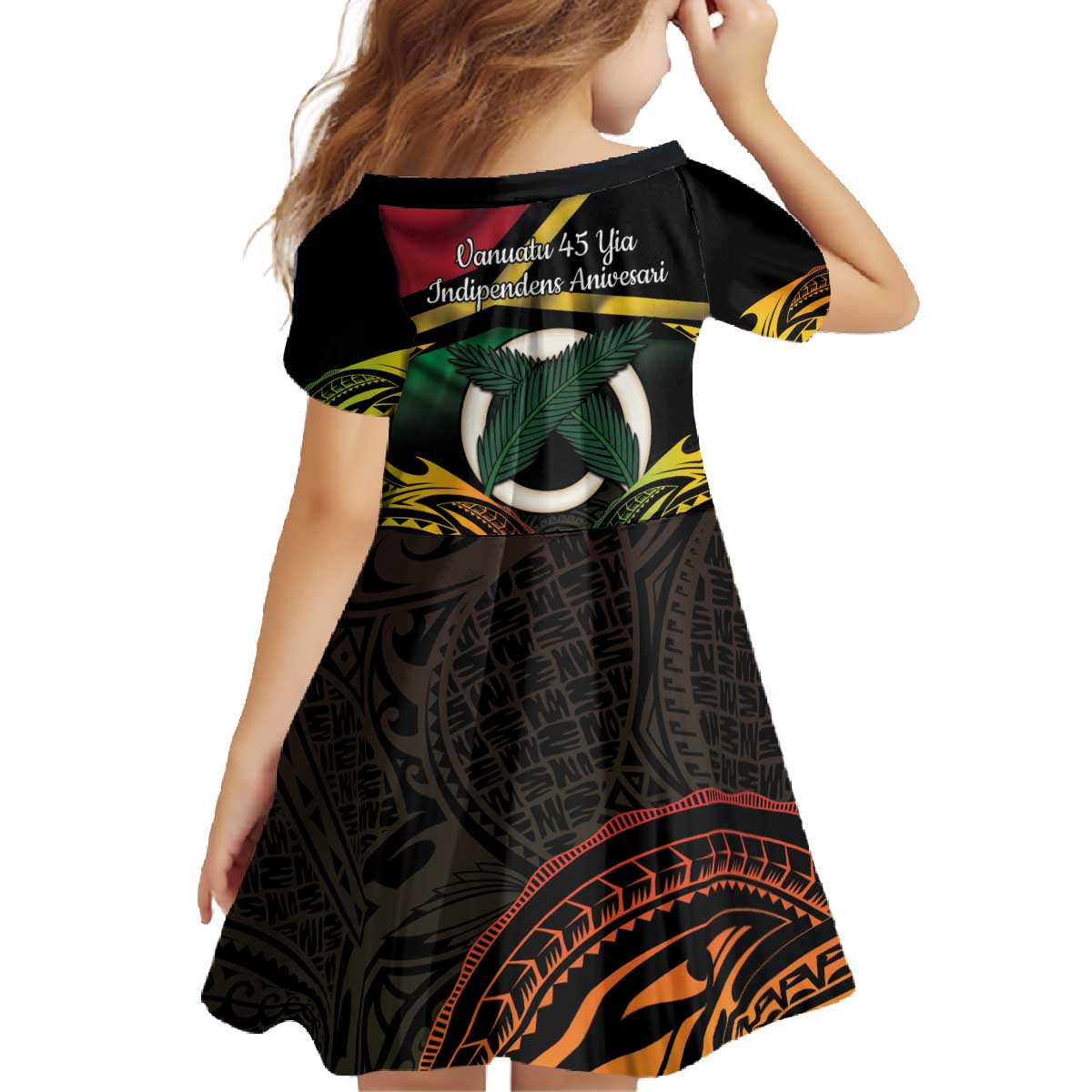 Vanuatu 1980 Family Matching Off The Shoulder Long Sleeve Dress and Hawaiian Shirt Hapi 45 Yia Indipendens Anivesari LT14 - Polynesian Pride