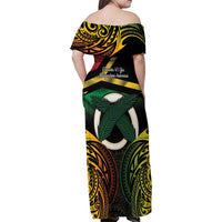 Vanuatu 1980 Family Matching Off Shoulder Maxi Dress and Hawaiian Shirt Hapi 45 Yia Indipendens Anivesari