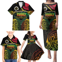 Vanuatu 1980 Family Matching Puletasi and Hawaiian Shirt Hapi 45 Yia Indipendens Anivesari
