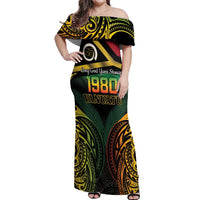 Vanuatu 1980 Off Shoulder Maxi Dress Hapi 45 Yia Indipendens Anivesari