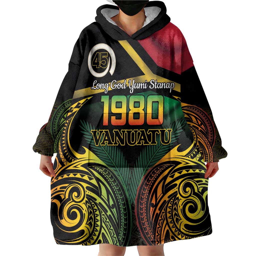 Vanuatu 1980 Wearable Blanket Hoodie Hapi 45 Yia Indipendens Anivesari