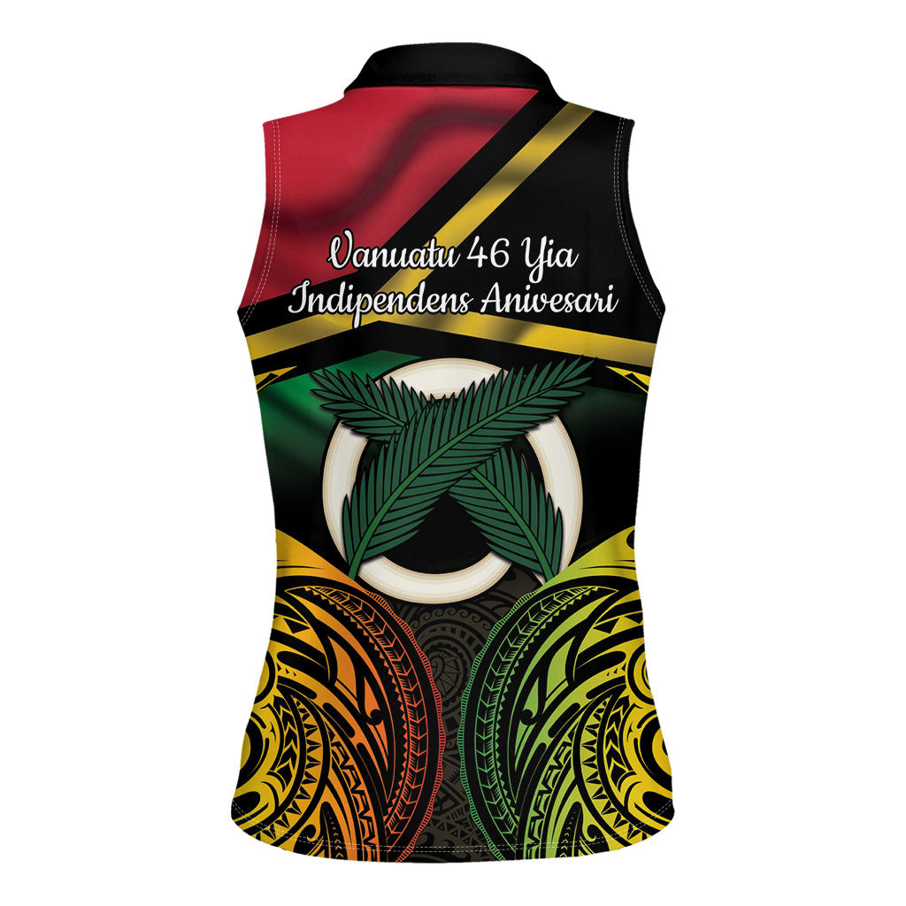 Vanuatu 1980 Women Sleeveless Polo Shirt Hapi 46 Yia Indipendens Anivesari LT14 - Polynesian Pride