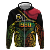 Vanuatu 1980 Zip Hoodie Hapi 46 Yia Indipendens Anivesari LT14 Zip Hoodie Black - Polynesian Pride