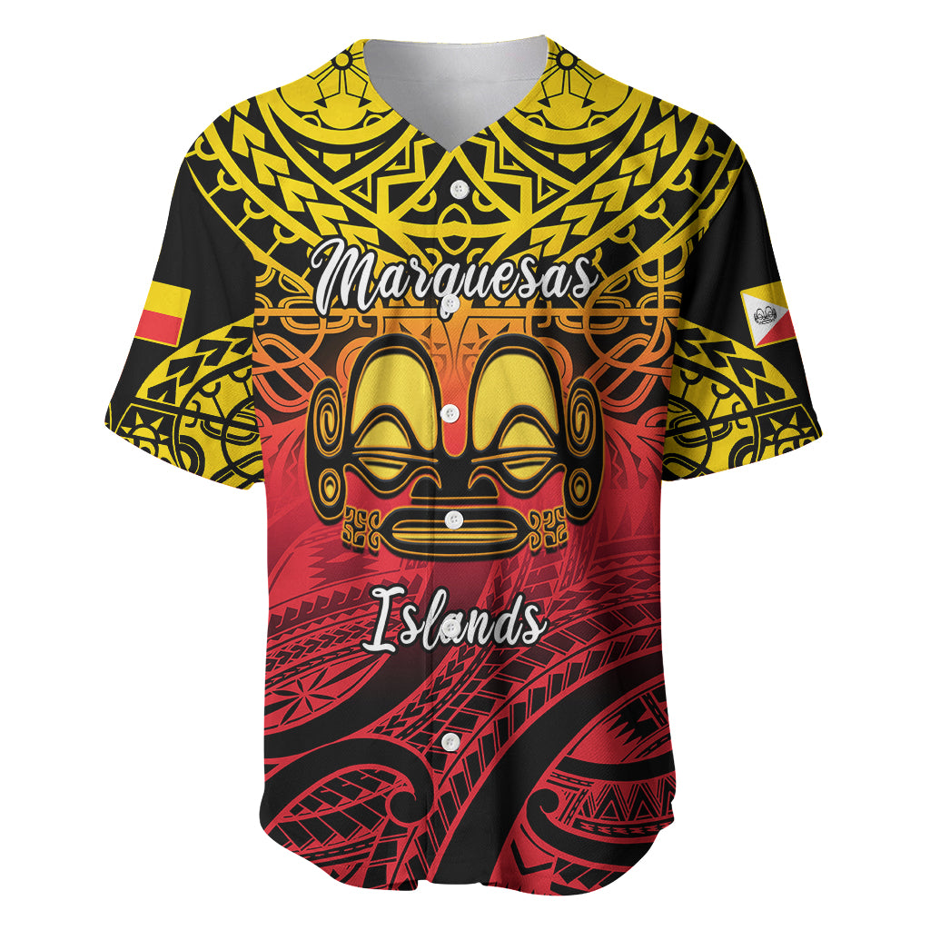 Personalised Marquesas Islands Baseball Jersey Tiki Polynesian Marquesan Pattern LT14 Black - Polynesian Pride