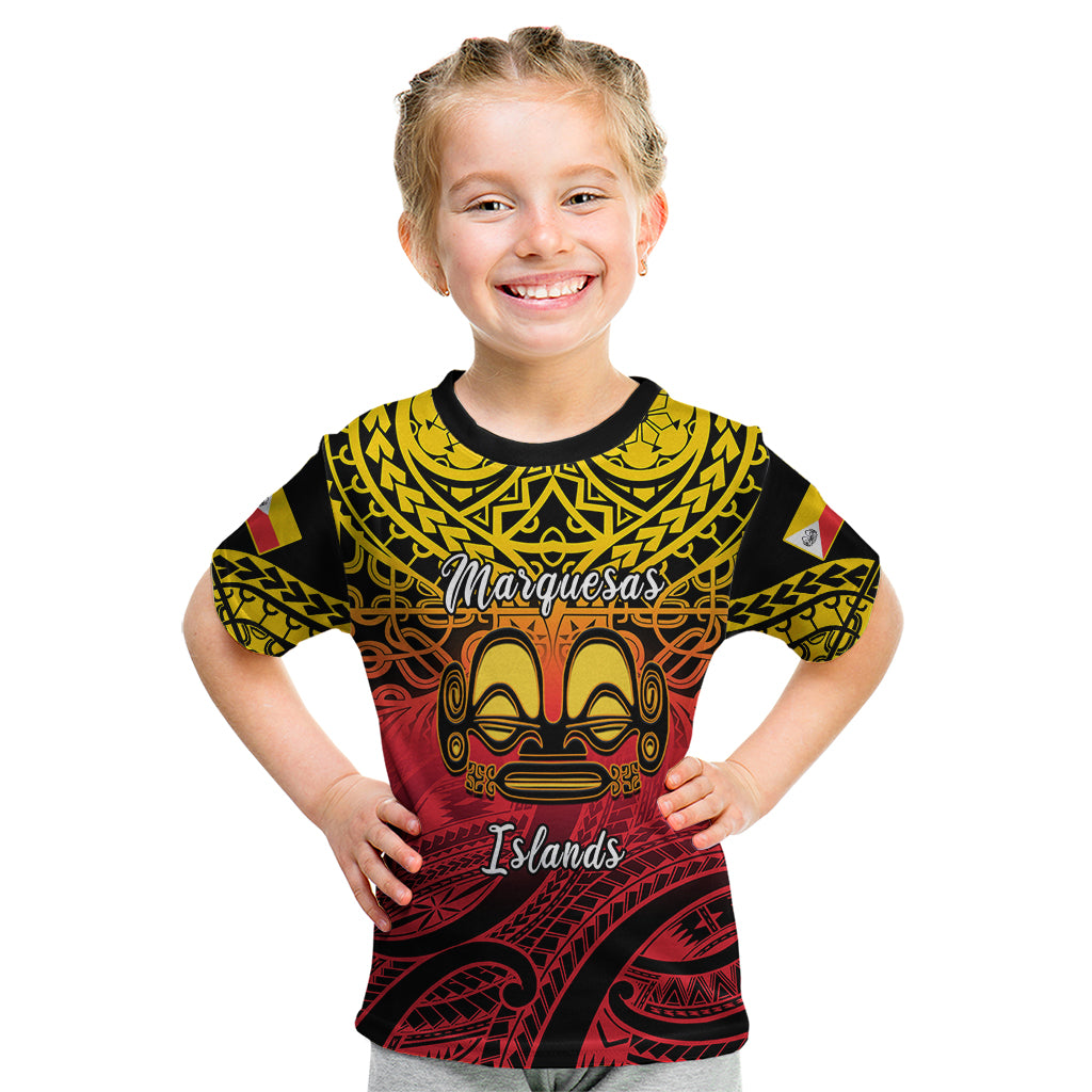 Personalised Marquesas Islands Kid T Shirt Tiki Polynesian Marquesan Pattern LT14 Black - Polynesian Pride