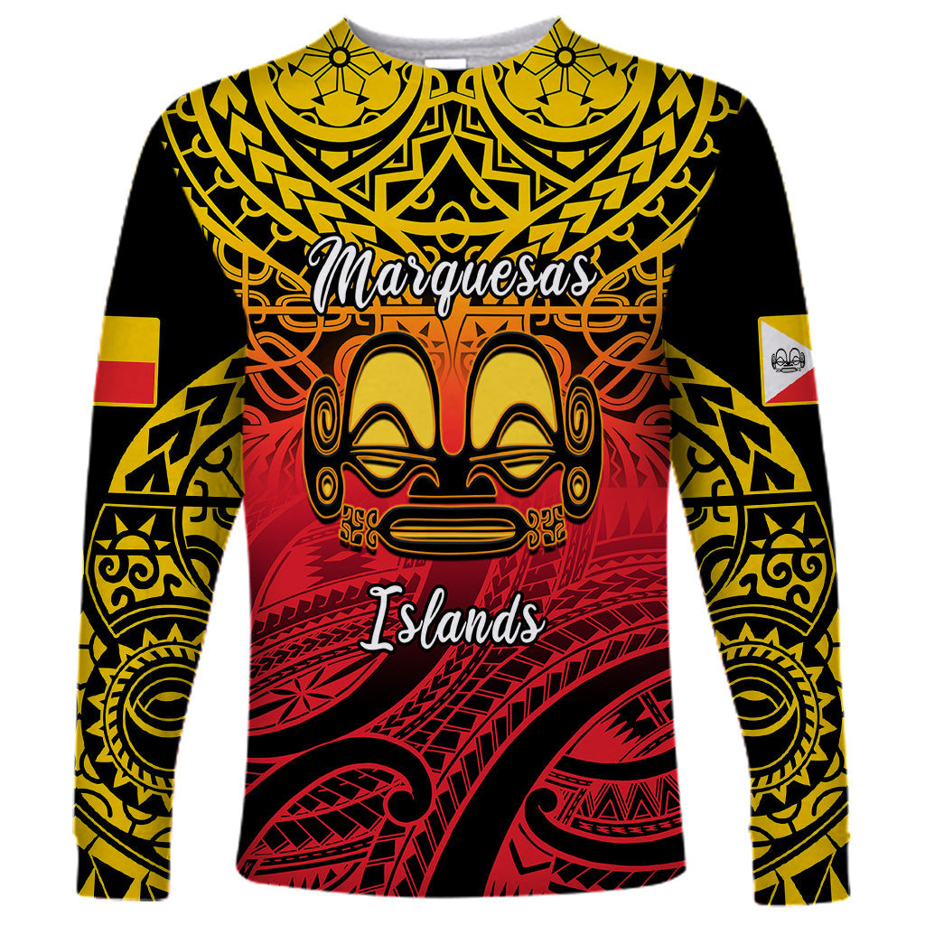 Personalised Marquesas Islands Long Sleeve Shirt Tiki Polynesian Marquesan Pattern LT14 Unisex Black - Polynesian Pride