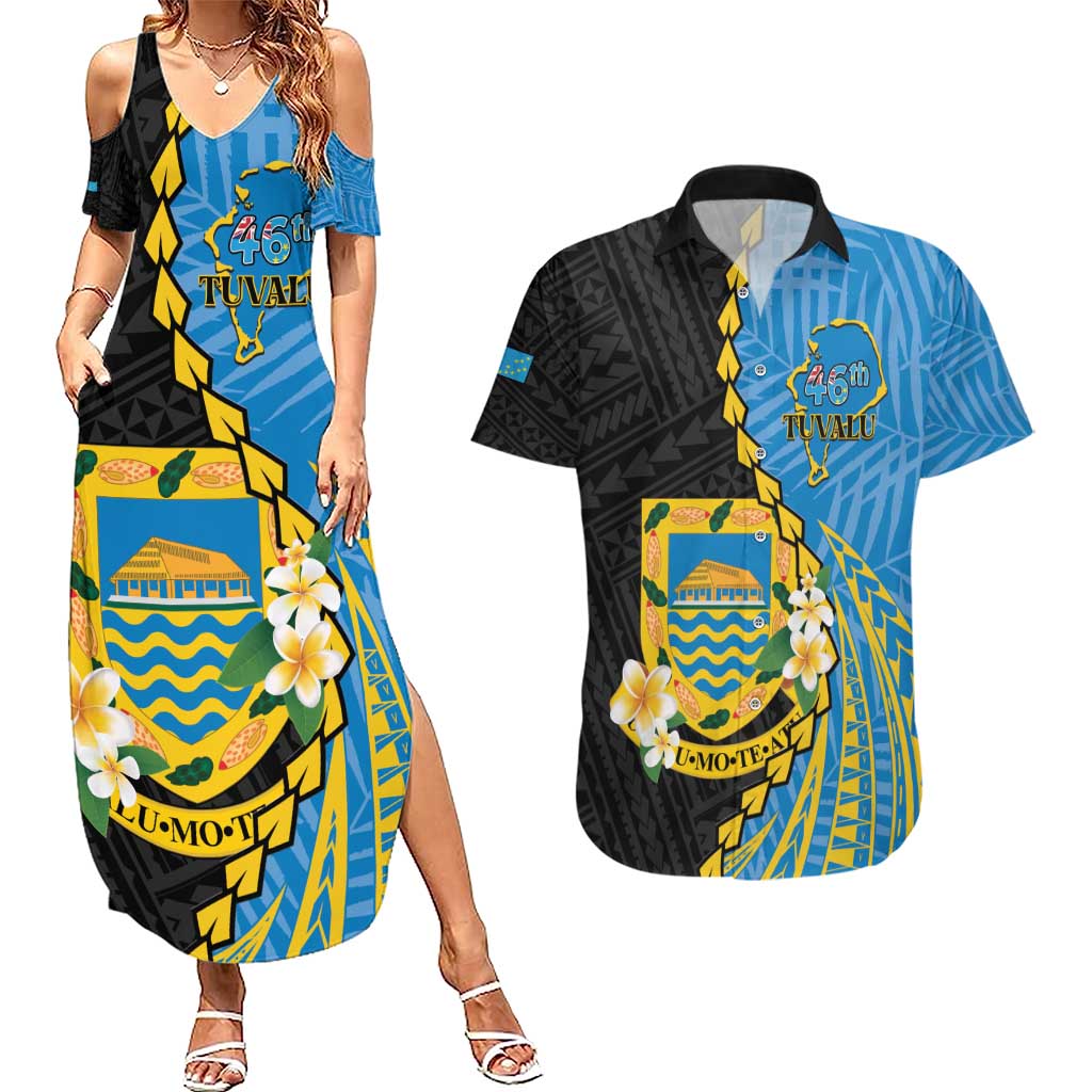 Tuvalu Independence Day Couples Matching Summer Maxi Dress and Hawaiian Shirt Manuia te tutokotasi o Tuvaluan Dolphin Tattoo