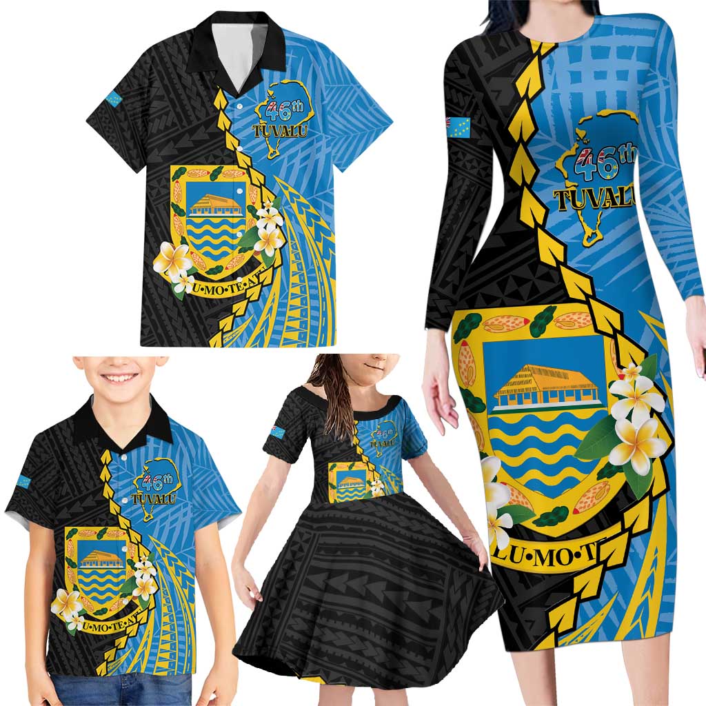 Tuvalu Independence Day Family Matching Long Sleeve Bodycon Dress and Hawaiian Shirt Manuia te tutokotasi o Tuvaluan Dolphin Tattoo