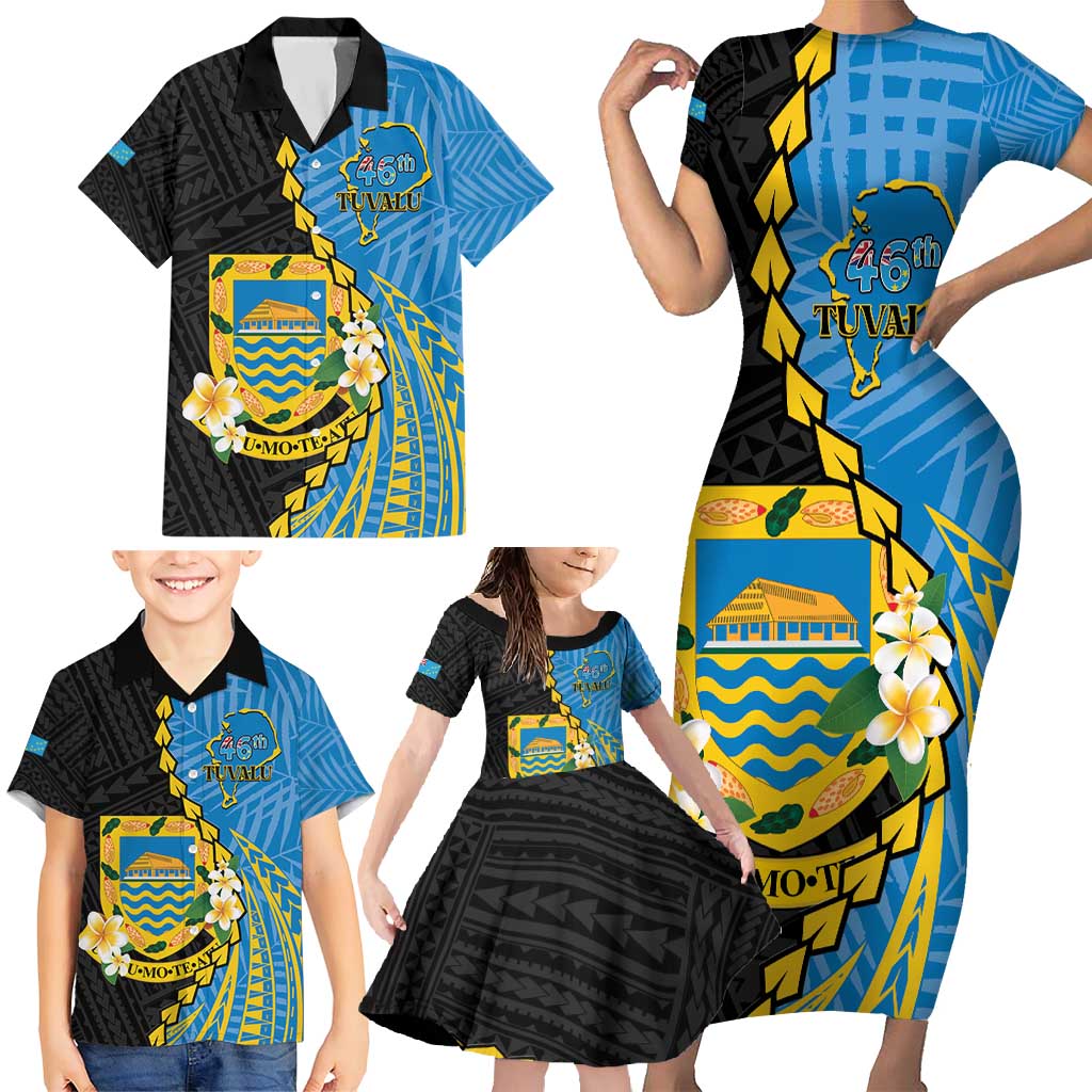 Tuvalu Independence Day Family Matching Short Sleeve Bodycon Dress and Hawaiian Shirt Manuia te tutokotasi o Tuvaluan Dolphin Tattoo