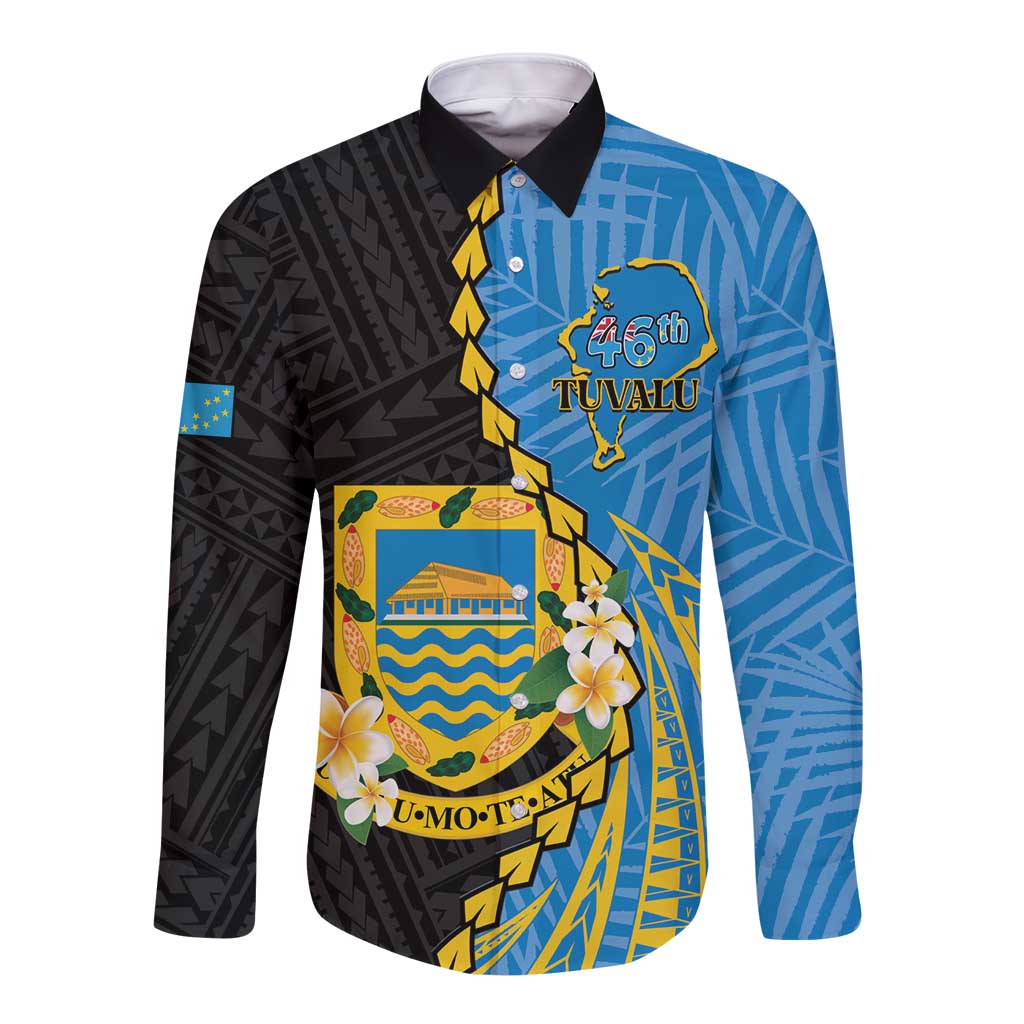 Tuvalu Independence Day Long Sleeve Button Shirt Manuia te tutokotasi o Tuvaluan Dolphin Tattoo