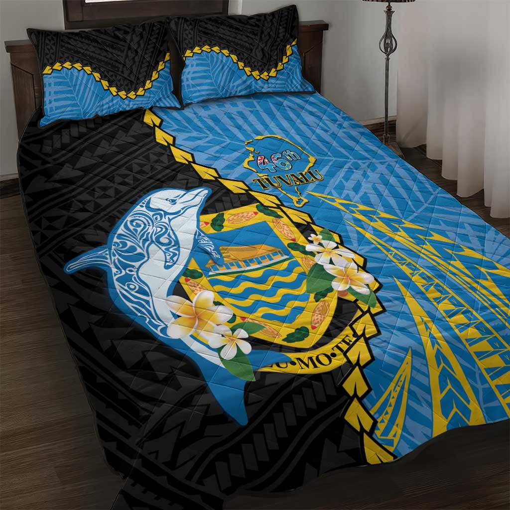 Tuvalu Independence Day Quilt Bed Set Manuia te tutokotasi o Tuvaluan Dolphin Tattoo