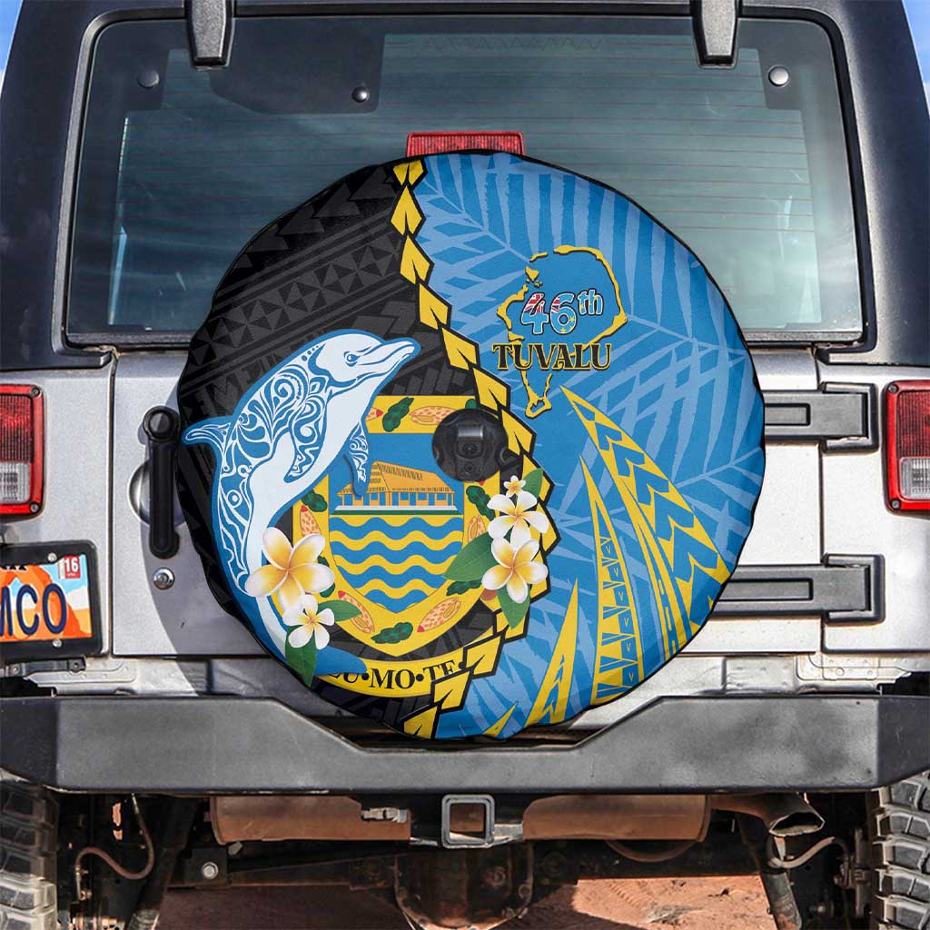 Tuvalu Independence Day Spare Tire Cover Manuia te tutokotasi o Tuvaluan Dolphin Tattoo