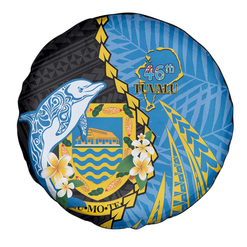 Tuvalu Independence Day Spare Tire Cover Manuia te tutokotasi o Tuvaluan Dolphin Tattoo