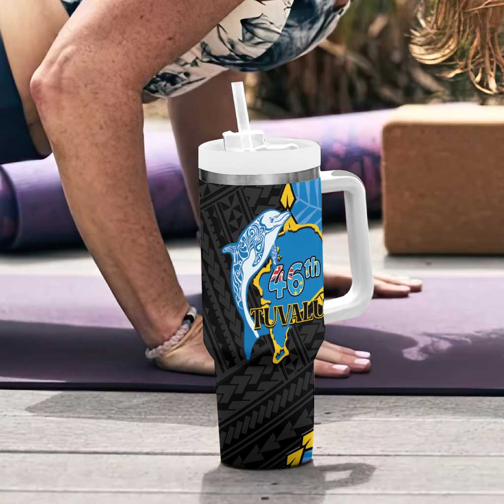 Tuvalu Independence Day Tumbler With Handle Manuia te tutokotasi o Tuvaluan Dolphin Tattoo