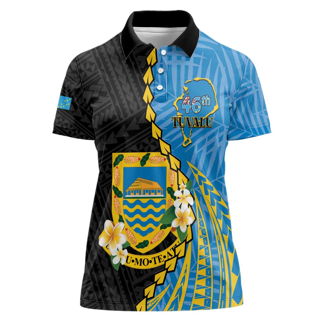 Tuvalu Independence Day Women Polo Shirt Manuia te tutokotasi o Tuvaluan Dolphin Tattoo