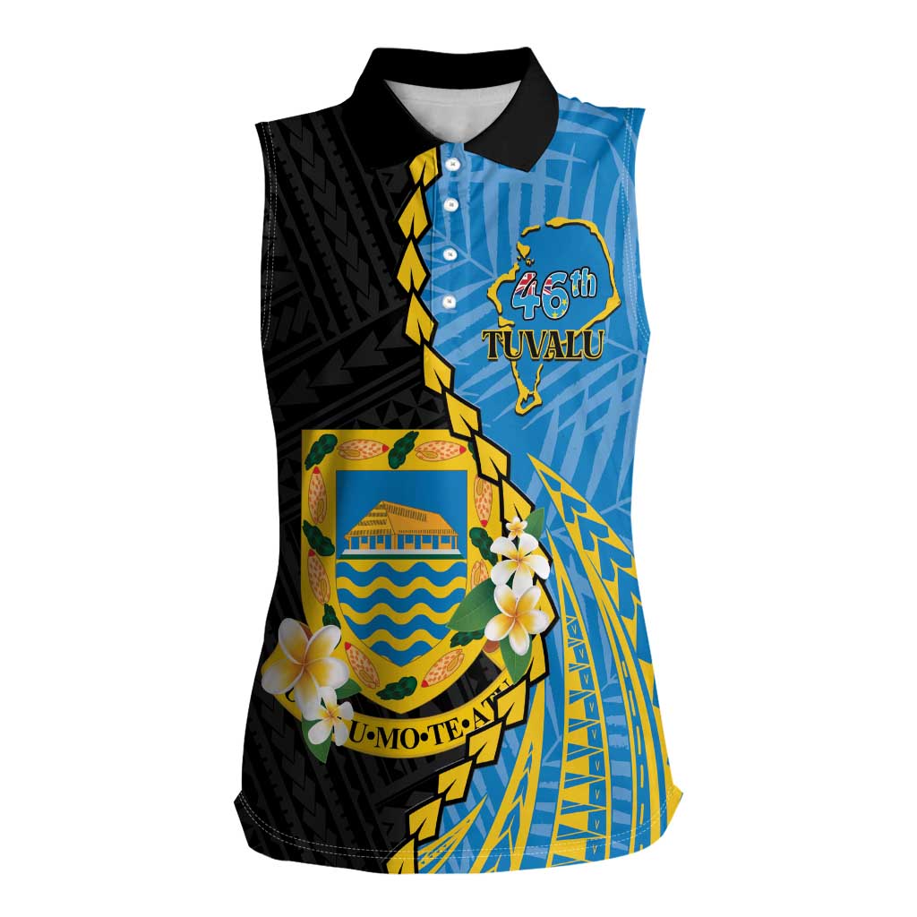 Tuvalu Independence Day Women Sleeveless Polo Shirt Manuia te tutokotasi o Tuvaluan Dolphin Tattoo