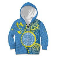 Personalised Palau Independence Day Kid Hoodie Belau Coat Of Arms Polynesian Curve Style