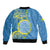 Personalised Palau Independence Day Sleeve Zip Bomber Jacket Belau Coat Of Arms Polynesian Curve Style