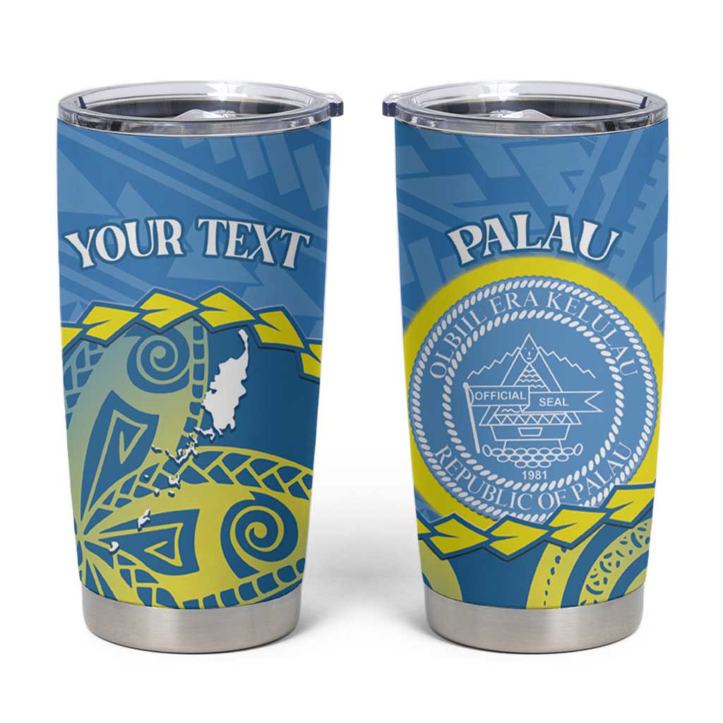 Personalised Palau Independence Day Tumbler Cup Belau Coat Of Arms Polynesian Curve Style