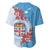 Personalised Fiji Day Baseball Jersey Fijian Tapa Pattern Mix Tagimoucia - Blue Version