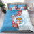 Personalised Fiji Day Bedding Set Fijian Tapa Pattern Mix Tagimoucia - Blue Version