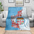 Personalised Fiji Day Blanket Fijian Tapa Pattern Mix Tagimoucia - Blue Version